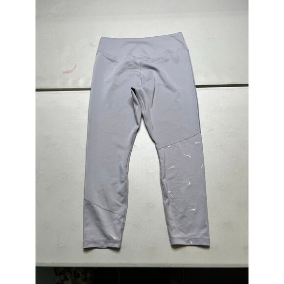 Nike DRI-FIT SWOOSH 7/8 LEGGINGS IN GRAY-GREY women size Large - gym workout - Picture 5 of 11